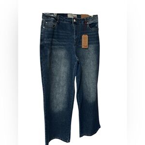 Blue Wide Leg Flare Jeans with Relaxed Fit